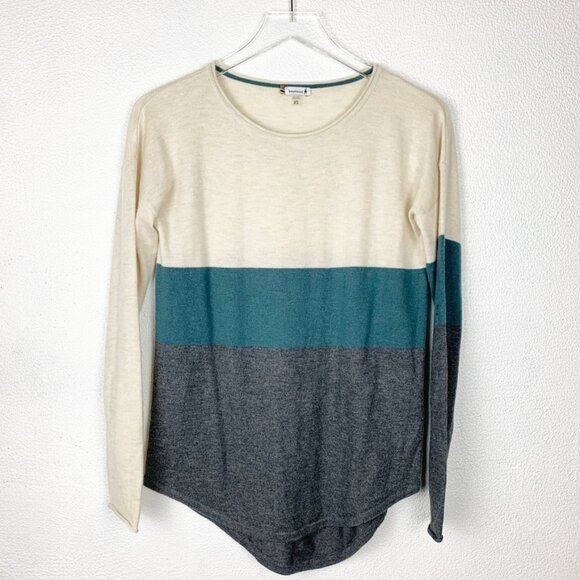 Smartwool | Lightweight Color Block Sweater Cream Blue Grey - Picture 1 of 6